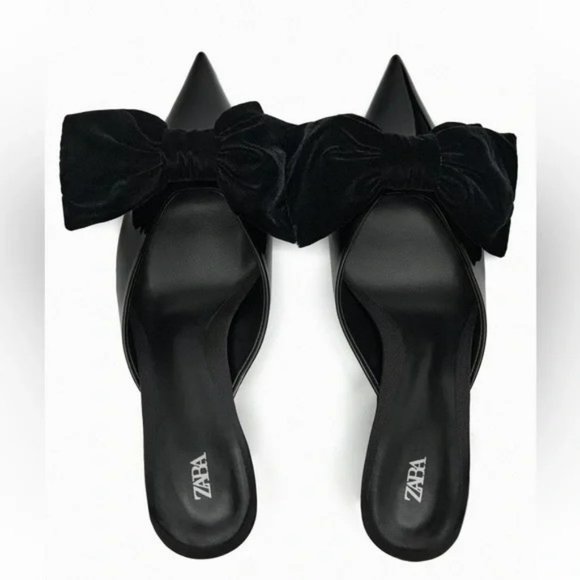 ZARA HEELED MULES WITH BOW - Picture 4 of 5